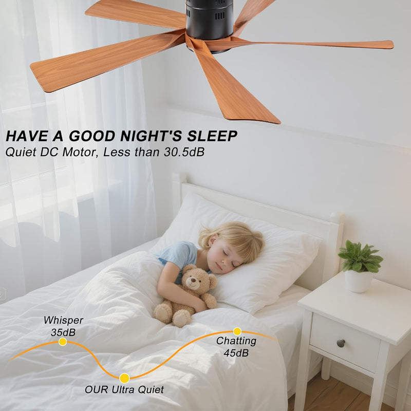 52'' Low Profile Ceiling Fan with Lights Remote