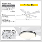 52'' Low Profile Ceiling Fan with Lights Remote