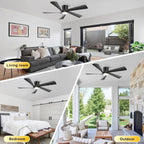 52'' Low Profile Ceiling Fan with Lights Remote