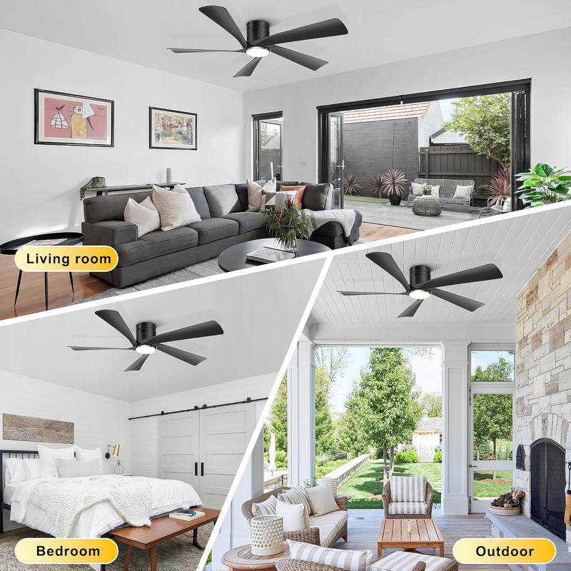 52'' Low Profile Ceiling Fan with Lights Remote