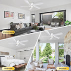 52'' Low Profile Ceiling Fan with Lights Remote