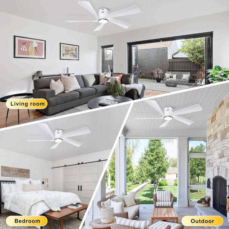 52'' Low Profile Ceiling Fan with Lights Remote