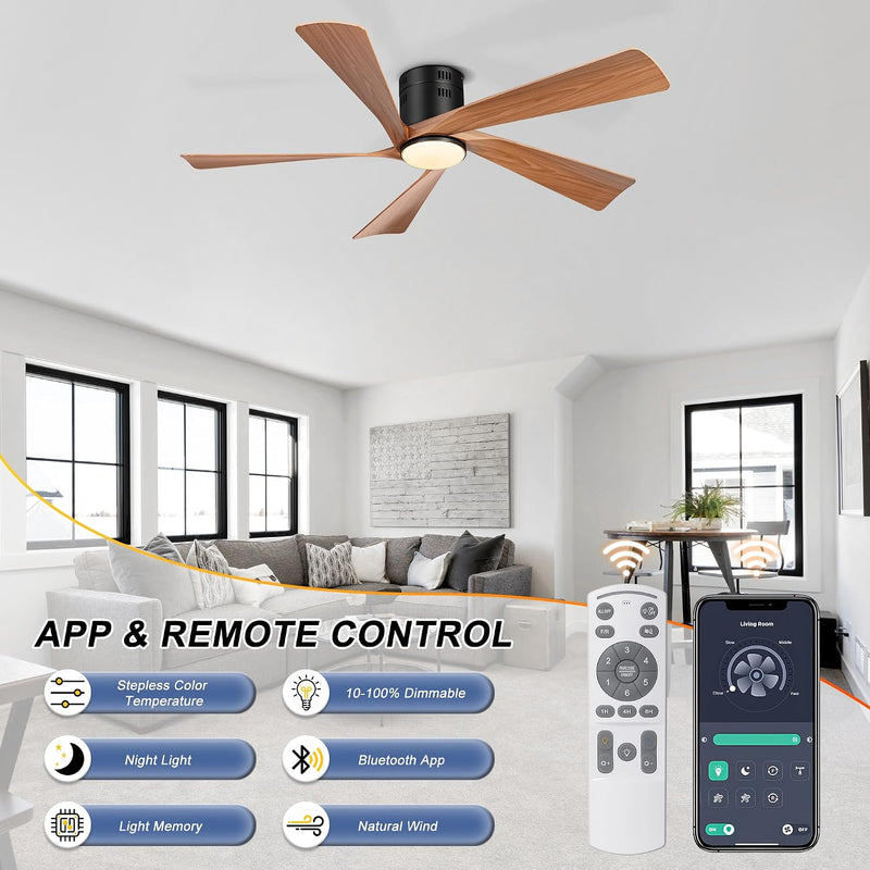 52'' Low Profile Ceiling Fans with Lights Remote