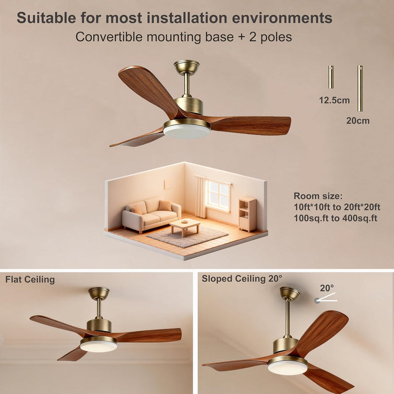 52inch Ceiling Fans with Lights and Remote Smart