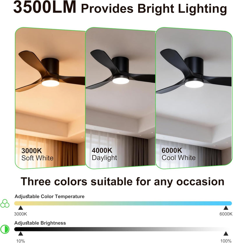 52inch Ceiling Fans with Lights and Remote Smart