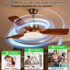 52inch Ceiling Fans with Lights and Remote Smart