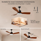 52inch Ceiling Fans with Lights and Remote Smart