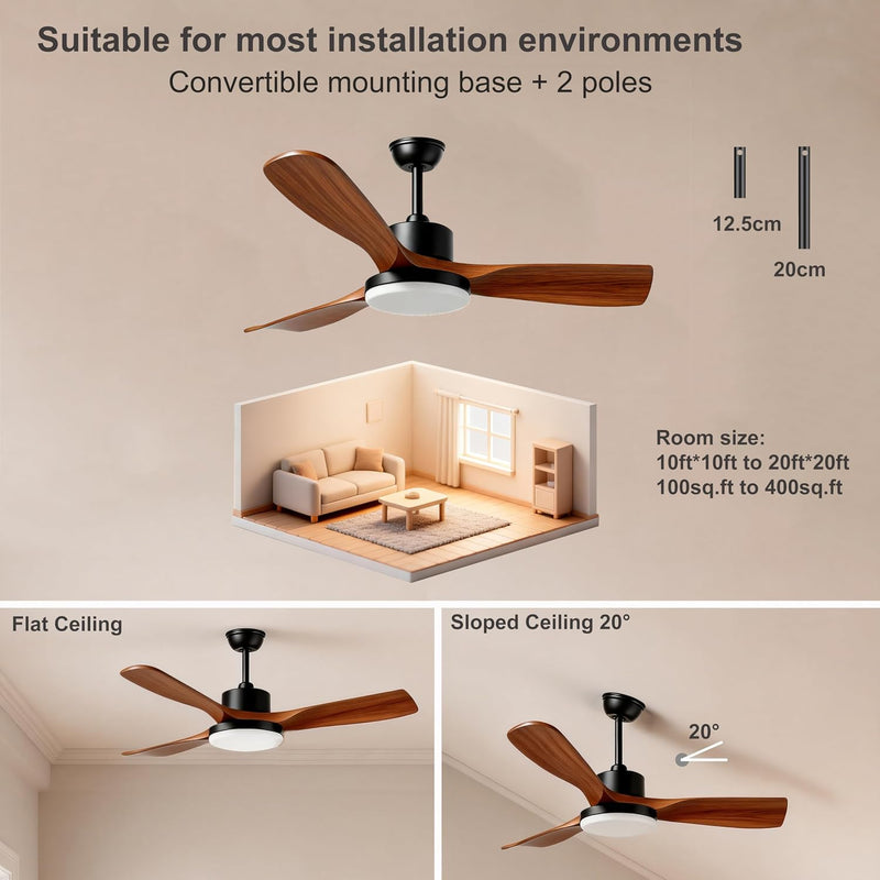 52inch Ceiling Fans with Lights and Remote Smart