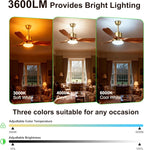 52inch Ceiling Fans with Lights and Remote Smart