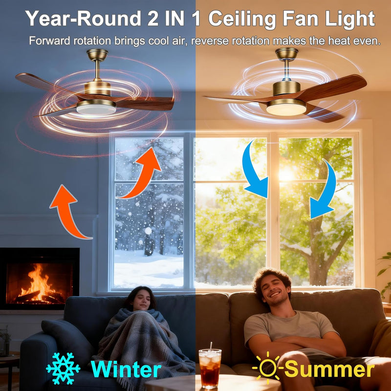 52inch Ceiling Fans with Lights and Remote Smart