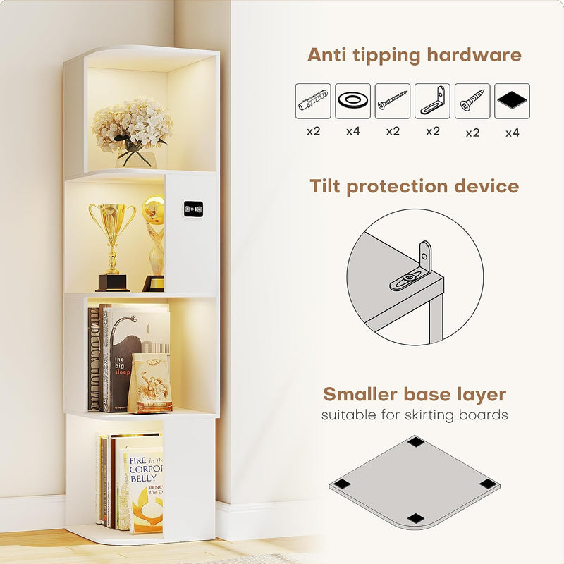 55.1 " Corner Wood Bookcase with Body Sensor