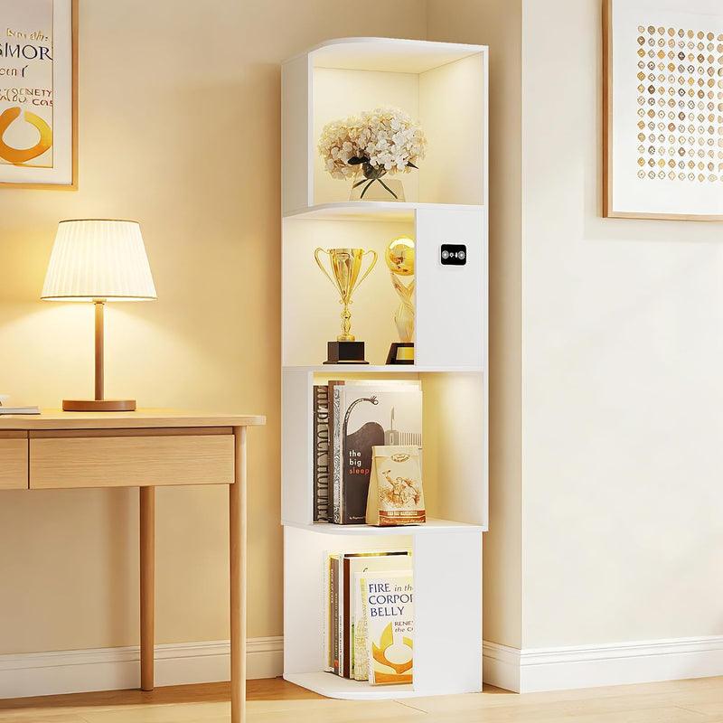 55.1 " Corner Wood Bookcase with Body Sensor
