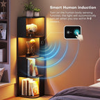 55.1 " Corner Wood Bookcase with Body Sensor
