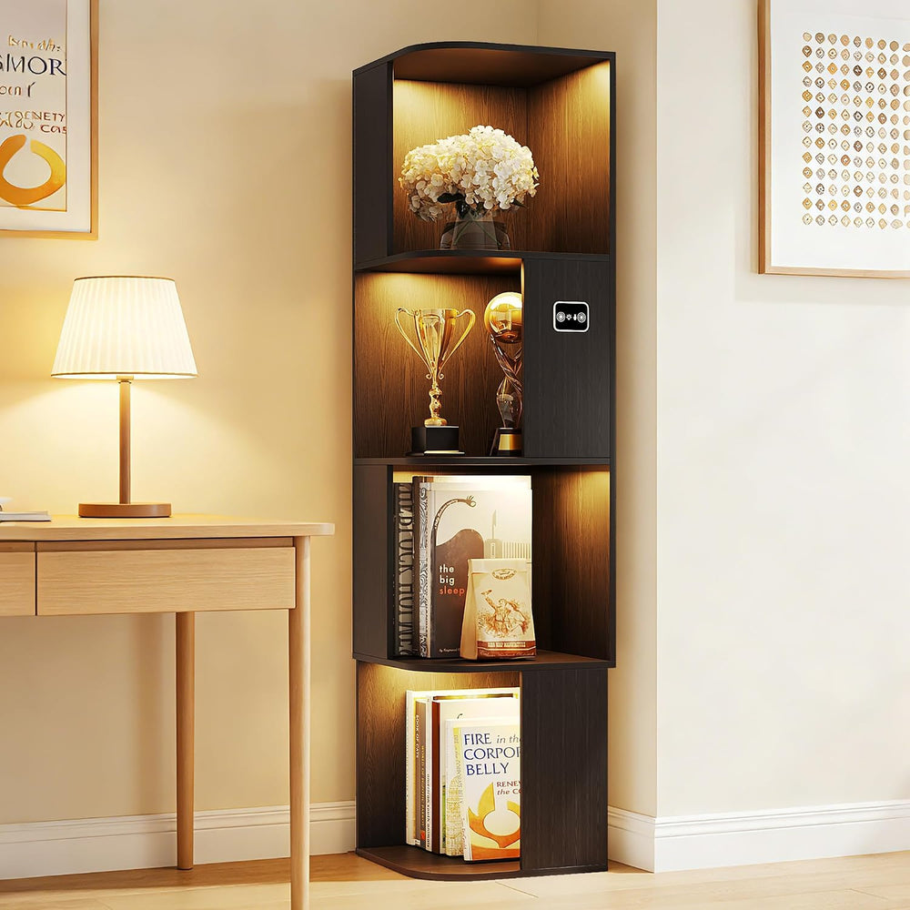 55.1 " Corner Wood Bookcase with Body Sensor