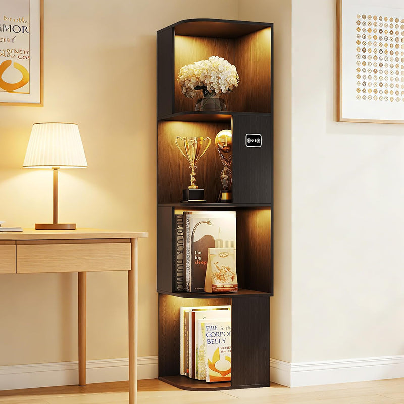 55.1 " Corner Wood Bookcase with Body Sensor
