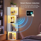 55.1 " Corner Wood Bookcase with Body Sensor