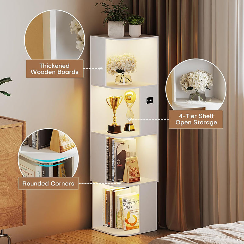 55.1 " Corner Wood Bookcase with Body Sensor