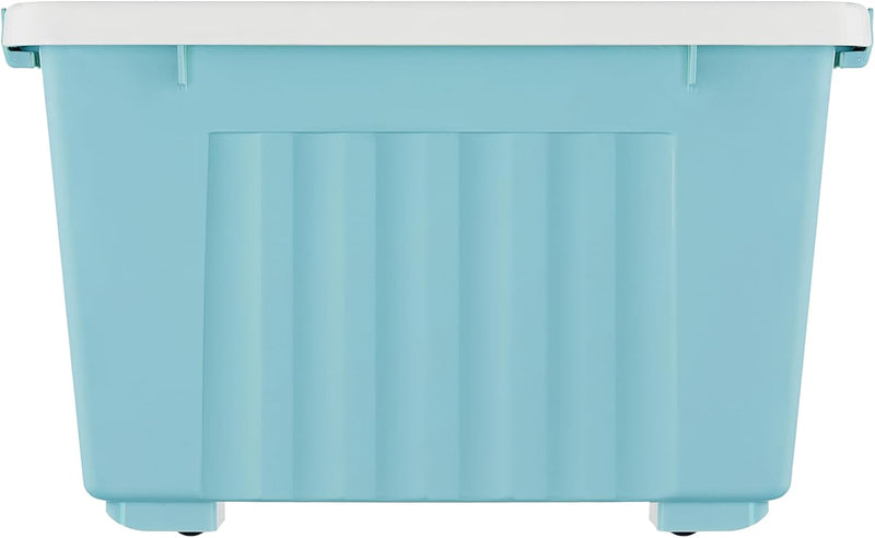 55lx6 Storage Boxes with Lids Plastic Box Wheels (6 Pack)