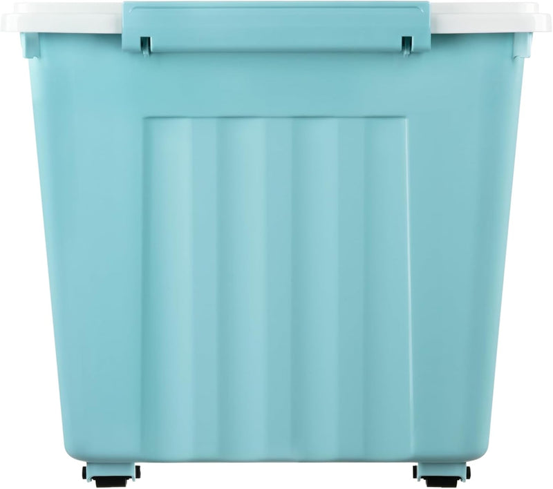 55lx6 Storage Boxes with Lids Plastic Box Wheels (6 Pack)