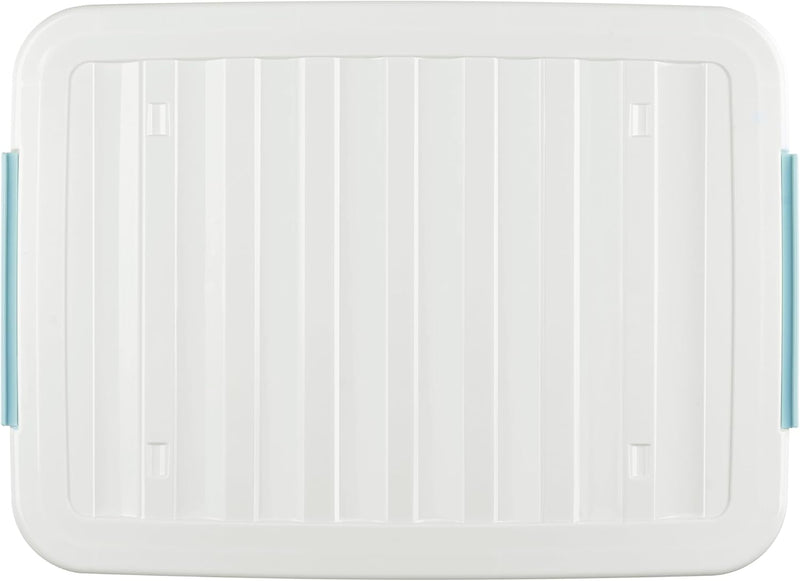 55lx6 Storage Boxes with Lids Plastic Box Wheels (6 Pack)