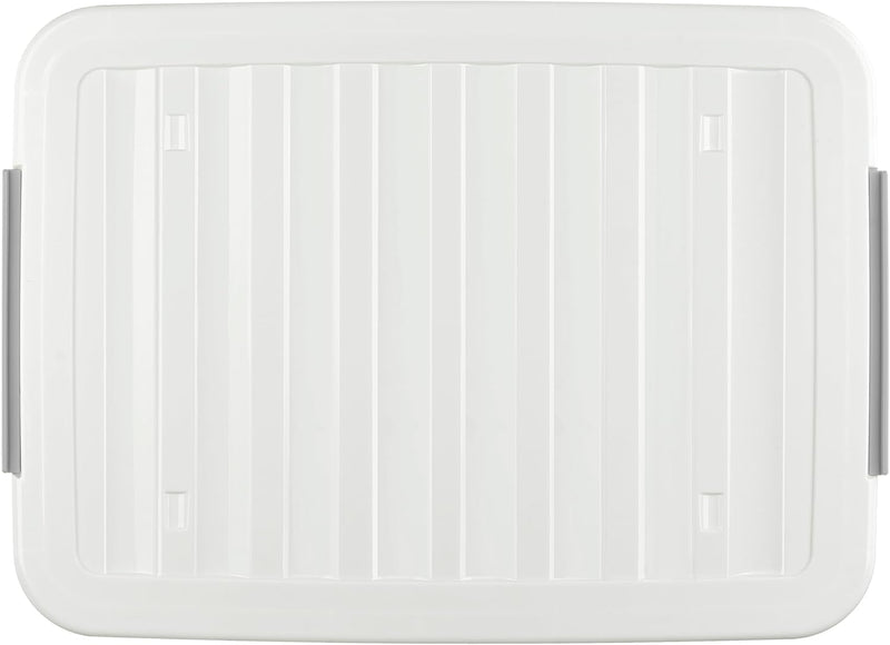 55lx6 Storage Boxes with Lids Plastic Box Wheels (6 Pack)