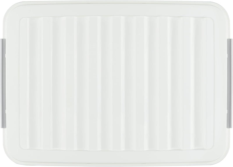 55lx6 Storage Boxes with Lids Plastic Box Wheels (6 Pack)