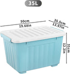55lx6 Storage Boxes with Lids Plastic Box Wheels (6 Pack)