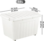 55lx6 Storage Boxes with Lids Plastic Box Wheels (6 Pack)
