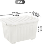 55lx6 Storage Boxes with Lids Plastic Box Wheels (6 Pack)
