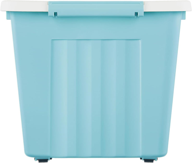 55lx6 Storage Boxes with Lids Plastic Box Wheels (6 Pack)