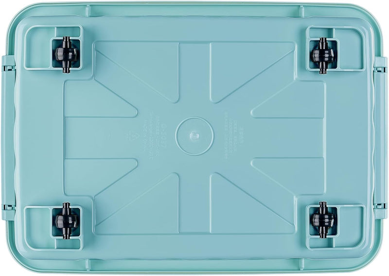 55lx6 Storage Boxes with Lids Plastic Box Wheels (6 Pack)