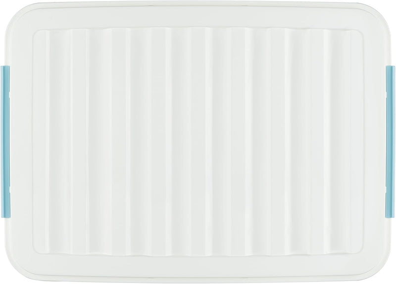 55lx6 Storage Boxes with Lids Plastic Box Wheels (6 Pack)