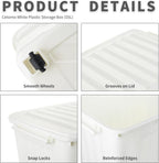 55lx6 Storage Boxes with Lids Plastic Box Wheels (6 Pack)