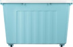 55lx6 Storage Boxes with Lids Plastic Box Wheels (6 Pack)