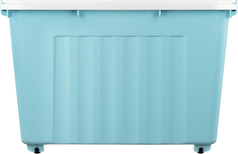 55lx6 Storage Boxes with Lids Plastic Box Wheels (6 Pack)