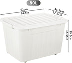 55lx6 Storage Boxes with Lids Plastic Box Wheels (6 Pack)