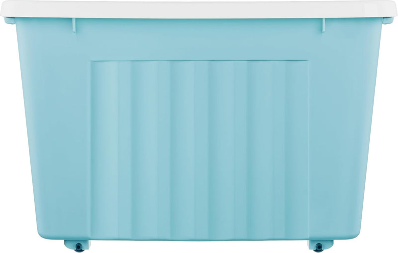 55lx6 Storage Boxes with Lids Plastic Box Wheels (6 Pack)