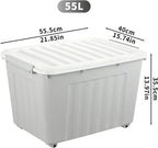 55lx6 Storage Boxes with Lids Plastic Box Wheels (6 Pack)