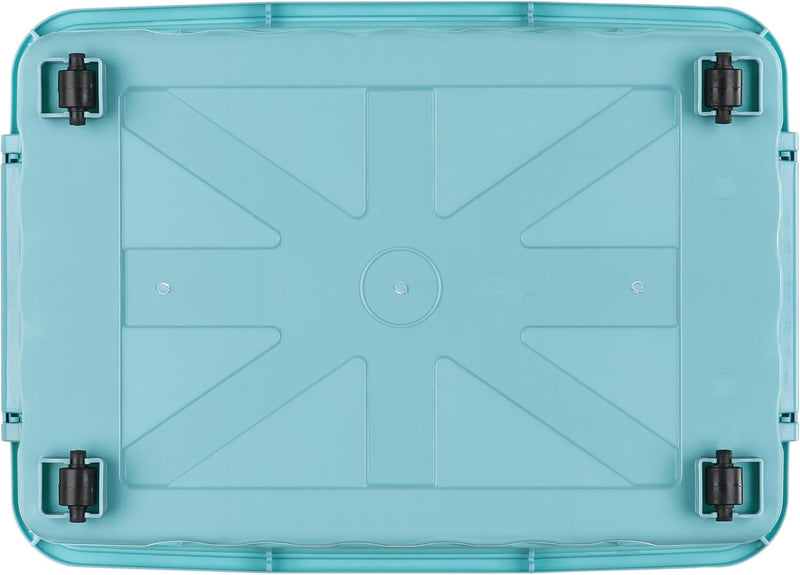 55lx6 Storage Boxes with Lids Plastic Box Wheels (6 Pack)