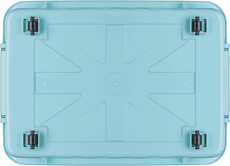 55lx6 Storage Boxes with Lids Plastic Box Wheels (6 Pack)