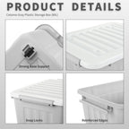 55lx6 Storage Boxes with Lids Plastic Box Wheels (6 Pack)