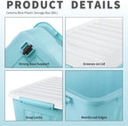 55lx6 Storage Boxes with Lids Plastic Box Wheels (6 Pack)