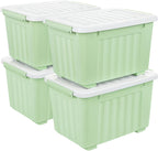 55lx6 Storage Boxes with Lids Plastic Box Wheels (6 Pack)