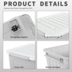 55lx6 Storage Boxes with Lids Plastic Box Wheels (6 Pack)