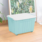 55lx6 Storage Boxes with Lids Plastic Box Wheels (6 Pack)