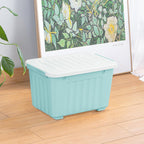 55lx6 Storage Boxes with Lids Plastic Box Wheels (6 Pack)