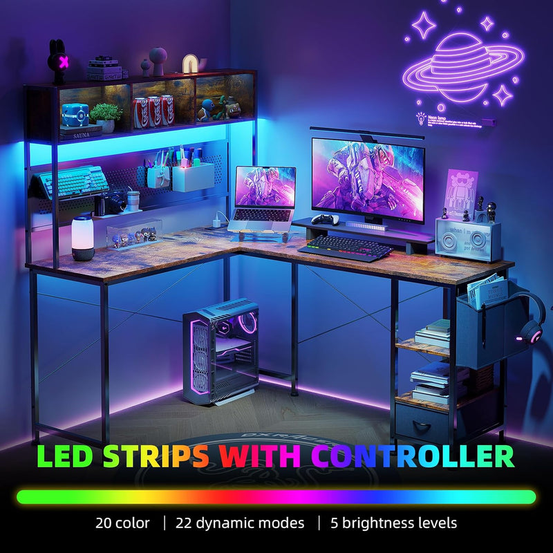58" L Shaped Gaming Desk Corner Computer