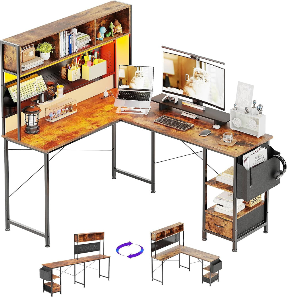 58" L Shaped Gaming Desk Corner Computer