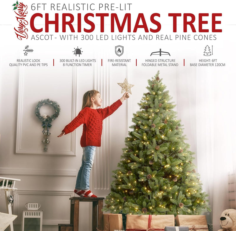 5FT 'ascot' Pre-Lit Christmas Tree with 200 Built