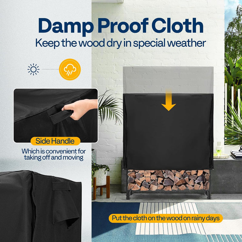 5FT Heavy Duty Firewood Rack with Cover Combo